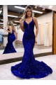 Velvet Sequin Court Train V-Neck Mermaid Prom Dress Stockport