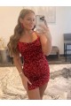 Velvet Sequin Short Spaghetti Straps Sheath Prom Dress / Evening Gown Stockport