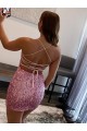 Velvet Sequin Short Spaghetti Straps Sheath Evening Dress Stockport