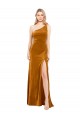 Stretch Velvet Long One Shoulder A-Line Formal Evening Gown / Prom Dress / Bridesmaid Dress Stockport