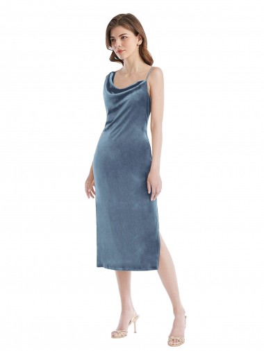 Stretch Velvet Long One Shoulder Sheath Semi Formal Evening Dress / Prom Dress / Bridesmaid Dress Stockport