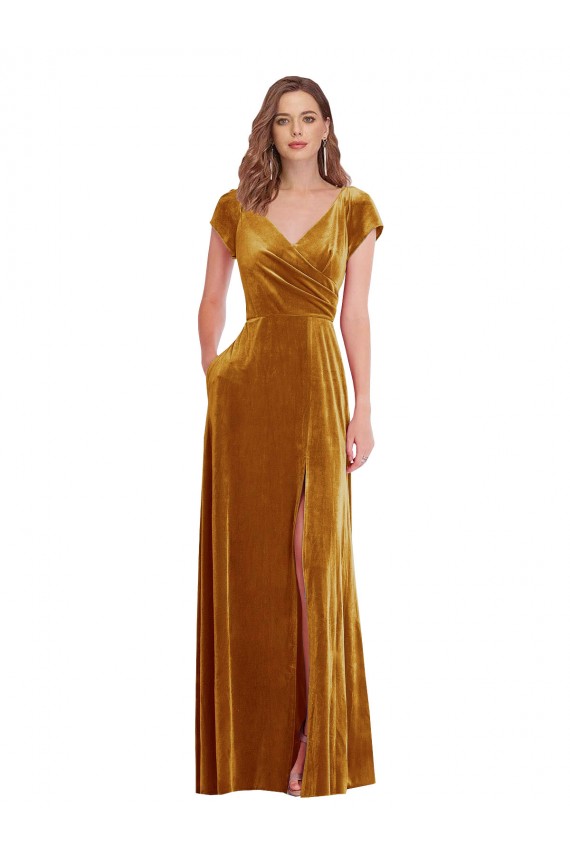 Stretch Velvet Long V-Neck Sheath Formal Evening Gown / Prom Dress / Bridesmaid Dress Stockport