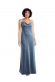 Stretch Velvet V-Back Long Cowl Neck Sheath Bridesmaid Dress / Evening Dress Stockport