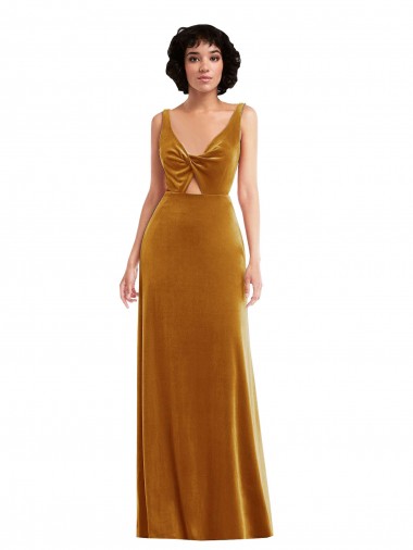 Stretch Velvet V-Back Long V-Neck Trumpet Semi Formal Evening Dress / Prom Dress / Bridesmaid Dress Stockport