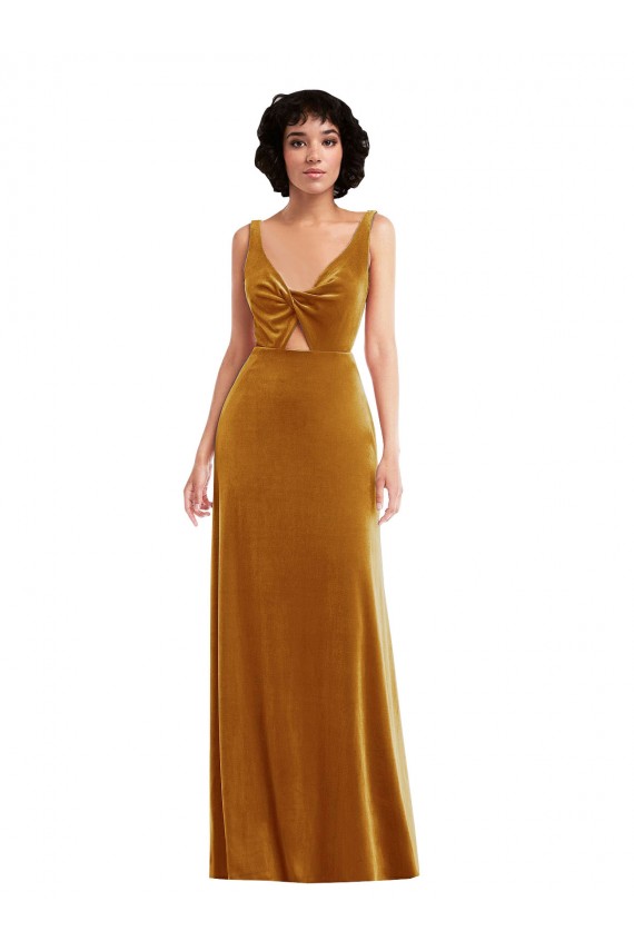 Stretch Velvet V-Back Long V-Neck Trumpet Semi Formal Evening Dress / Prom Dress / Bridesmaid Dress Stockport