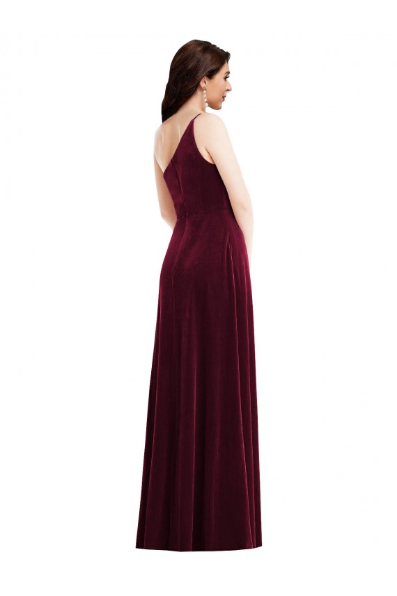 Stretch Velvet Long One Shoulder Trumpet Black Tie Evening Dress / Prom Dress / Bridesmaid Dress Stockport