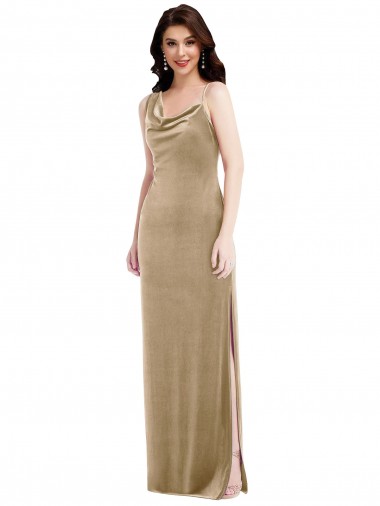 Stretch Velvet Long One Shoulder Champagne Sheath Black Tie Evening Gown / Prom Dress / Bridesmaid Dress Stockport
