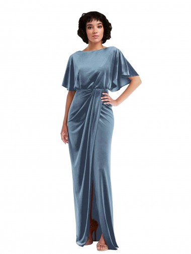 Stretch Velvet Open Back Long Sheath Semi Formal Evening Dress / Prom Dress / Bridesmaid Dress Stockport