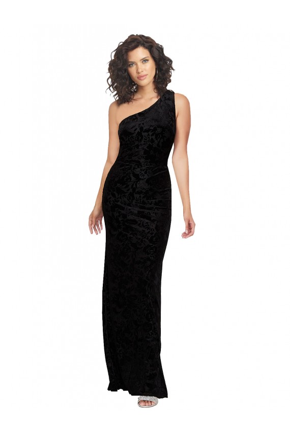 Floral Velvet & Stretch Velvet Long One Shoulder Sheath Bridesmaid Dresses Stockport
