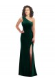Stretch Velvet Long One Shoulder Trumpet Black Tie Prom Dress / Bridesmaid Dress Stockport